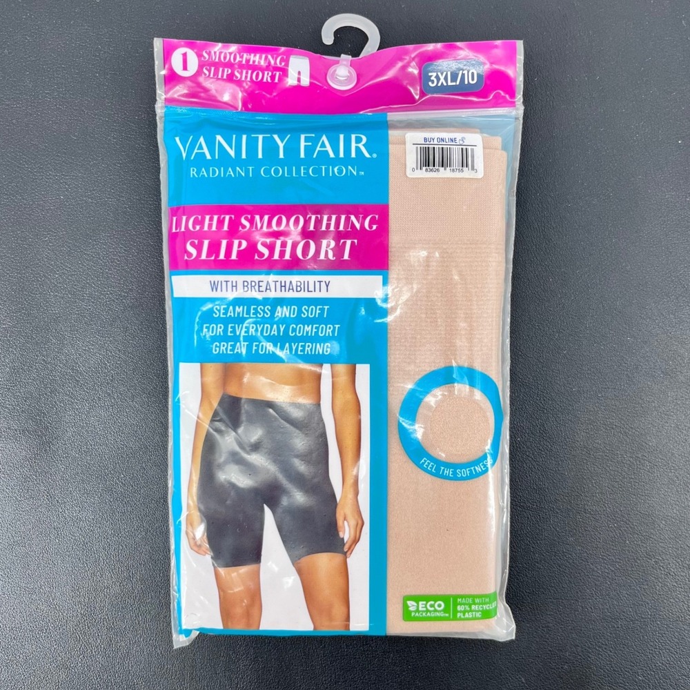 Vanity Fair Radiant Smoothing Slip Short Women 3XL/10 Beige‎ Nude Seamless NEW